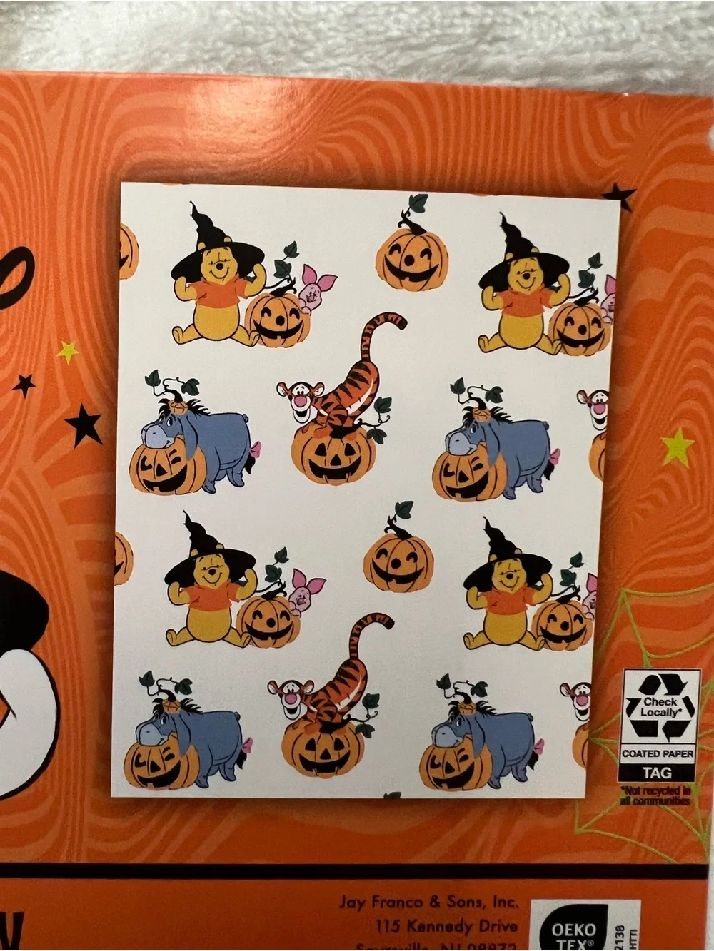 Disney pooh and friends Halloween toddler Blanket in Blue, Orange & White